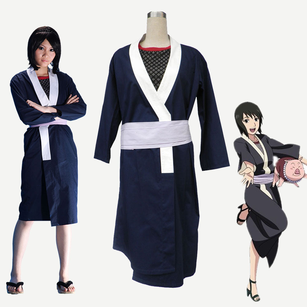 Anime Naruto Costume Shizune Cosplay Costume with Headband for Women Kids