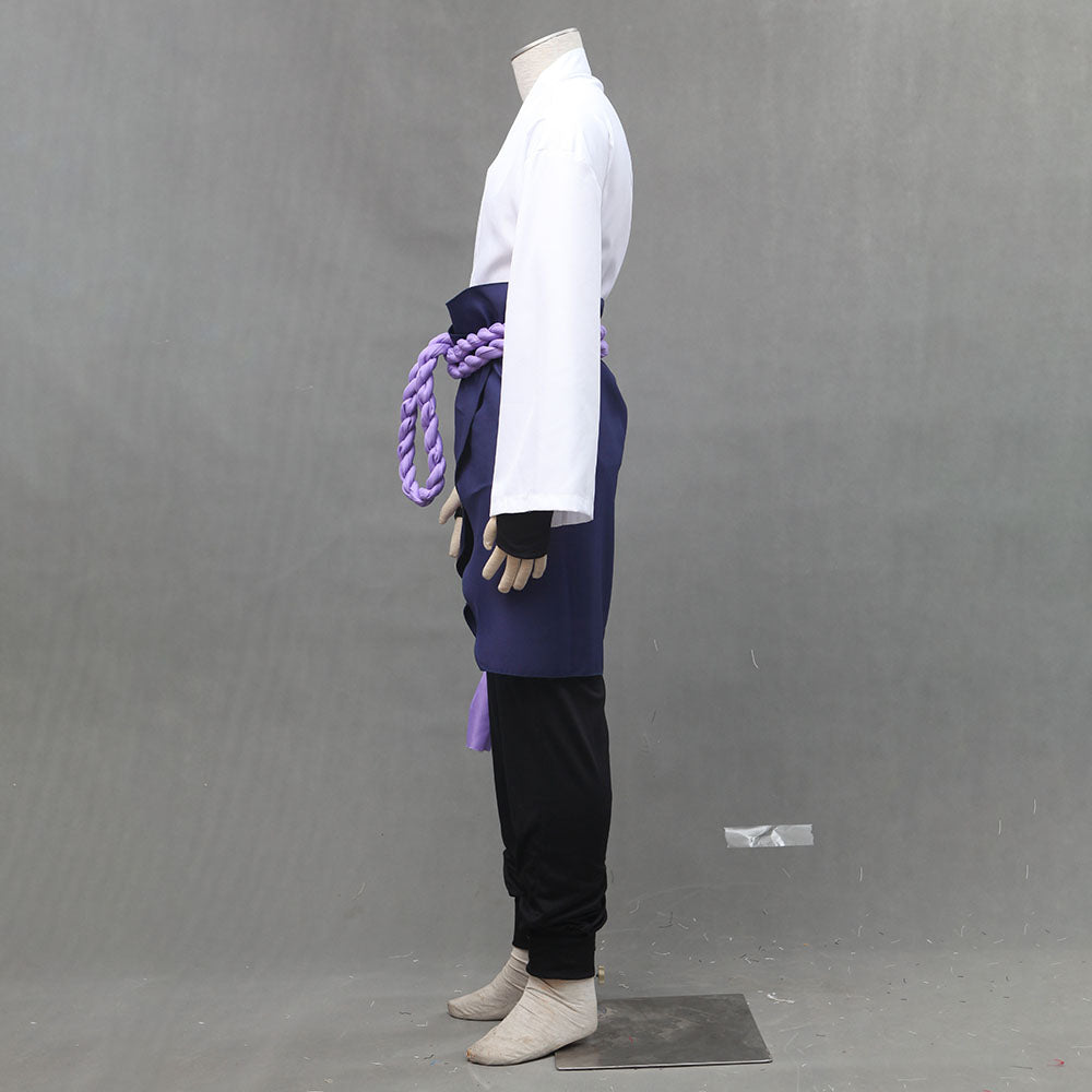 Anime Naruto Costume Sasuke Snake-Style Cosplay Costume with Purple Rope for Men Kids