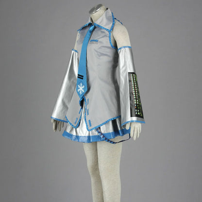 Ice Blue Snowy Virtual Singer Cosplay Costume Outfit with Accessories for Women Kids