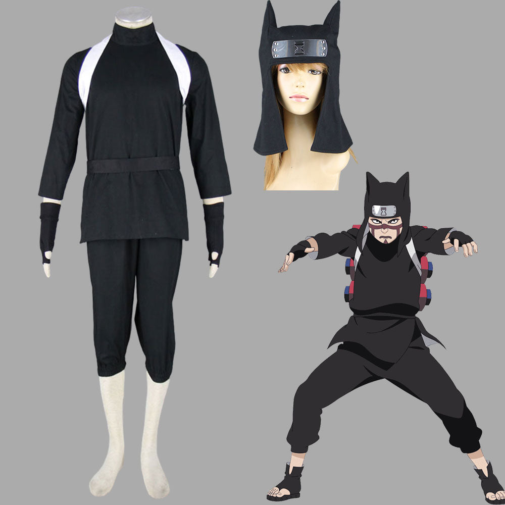 Anime Naruto Costume Kankuro Cosplay Costume with Cat Ear Hat for Men Kids