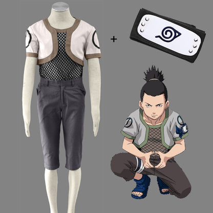 Anime Naruto Costume Shikamaru Nara Cosplay Costume with Headband for Men Kids