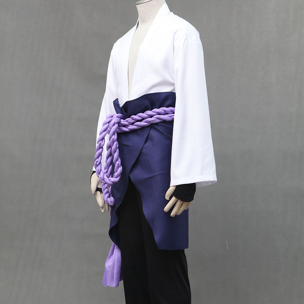 Anime Naruto Costume Sasuke Snake-Style Cosplay Costume with Purple Rope for Men Kids