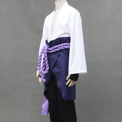 Anime Naruto Costume Sasuke Snake-Style Cosplay Costume with Purple Rope for Men Kids