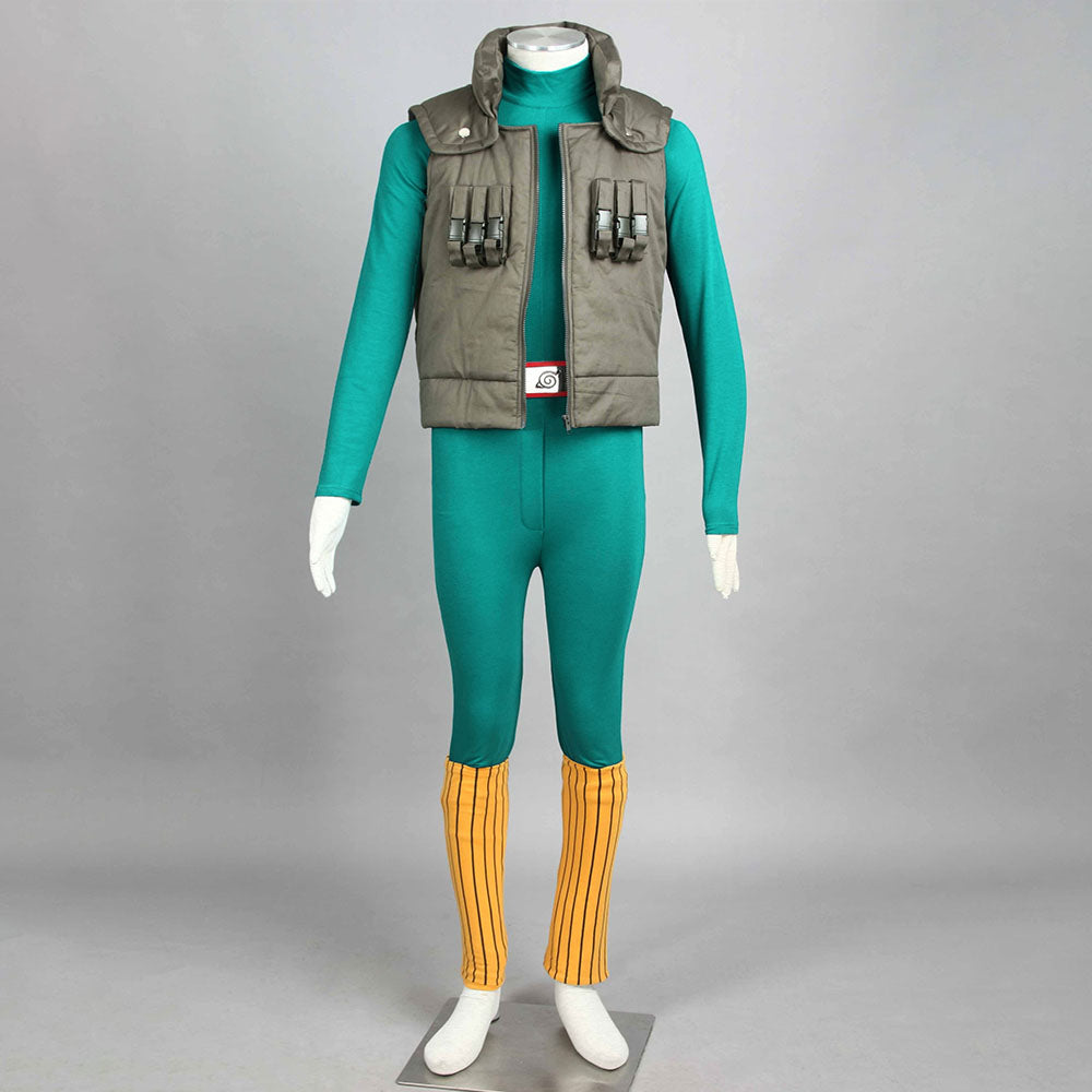 Anime Naruto Costume Might Guy Cosplay Green Jumpsuit Full Set for Men Kids Halloween