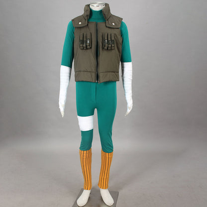 Anime Naruto Costume Rock Lee Cosplay Green Jumpsuit with Jacket Outfit Costume Men Kids