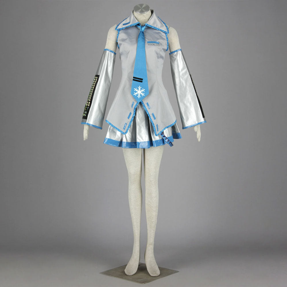 Ice Blue Snowy Virtual Singer Cosplay Costume Outfit with Accessories for Women Kids