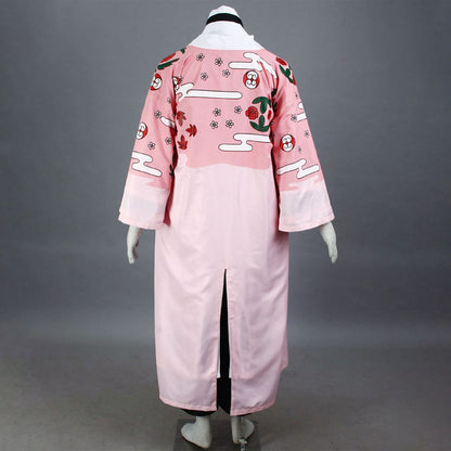 Anime 8th Division Captain Straw Hat Floral Haori Swordsman Cosplay Costume Set for Men and Kids