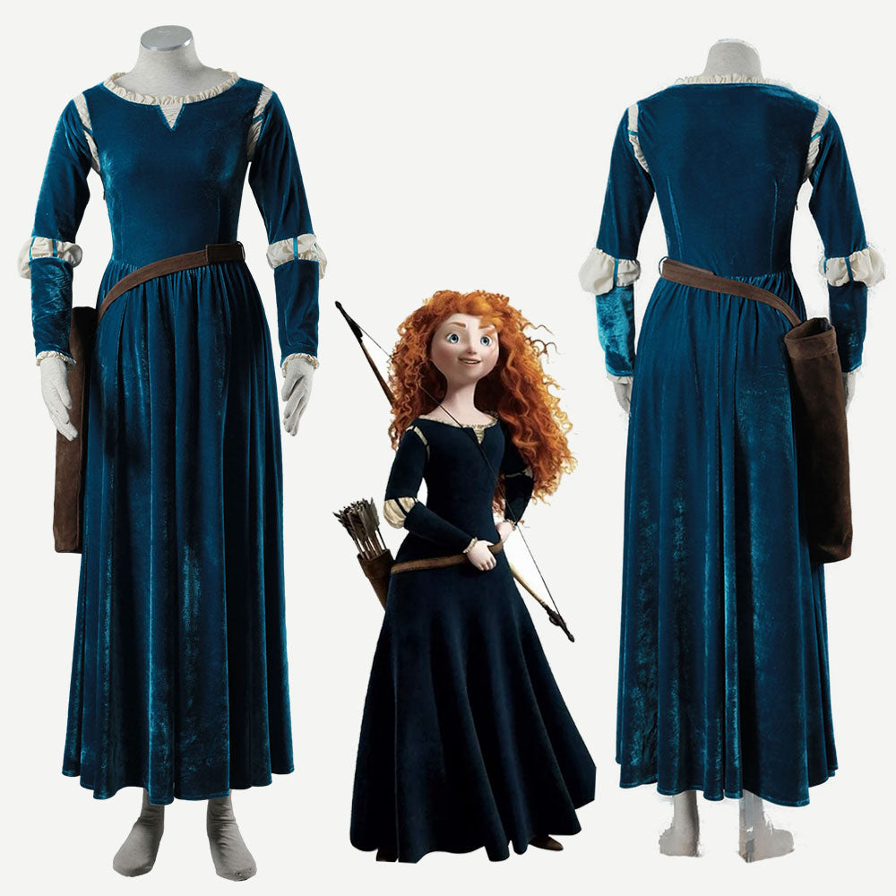 Anime Brave Princess Merida Cosplay Costume Dress Kids Women Halloween