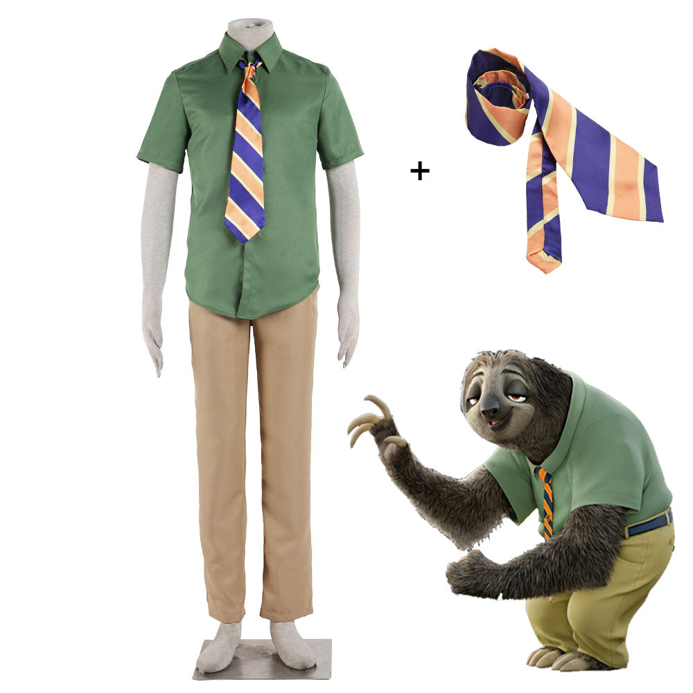 Anime Zootopia Costume The Sloth Flash Cosplay full outfit Men and Kids Halloween