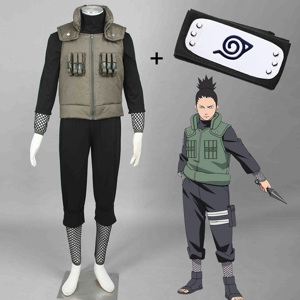 Anime Naruto Costume Shikamaru Nara Ninja War Cosplay Costume for Men Kids Halloween