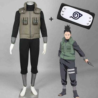 Anime Naruto Costume Shikamaru Nara Ninja War Cosplay Costume for Men Kids Halloween