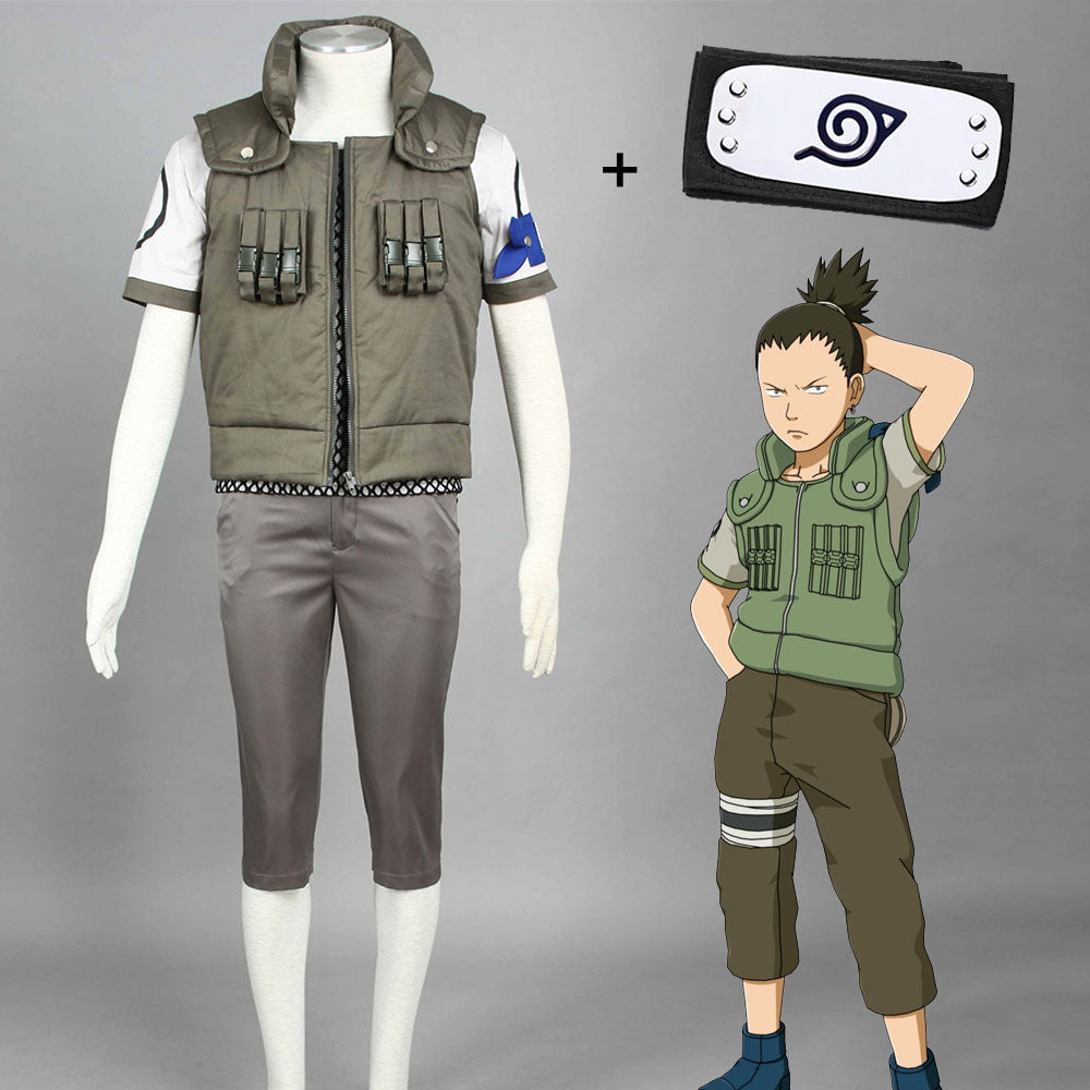 Anime Naruto Costume Shikamaru Nara Cosplay Costume Uniform for Men Kids Halloween