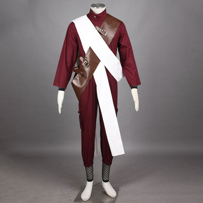 Anime Naruto Costume Gaara Cosplay Burgundy Costume full Outfit Men Kids Halloween