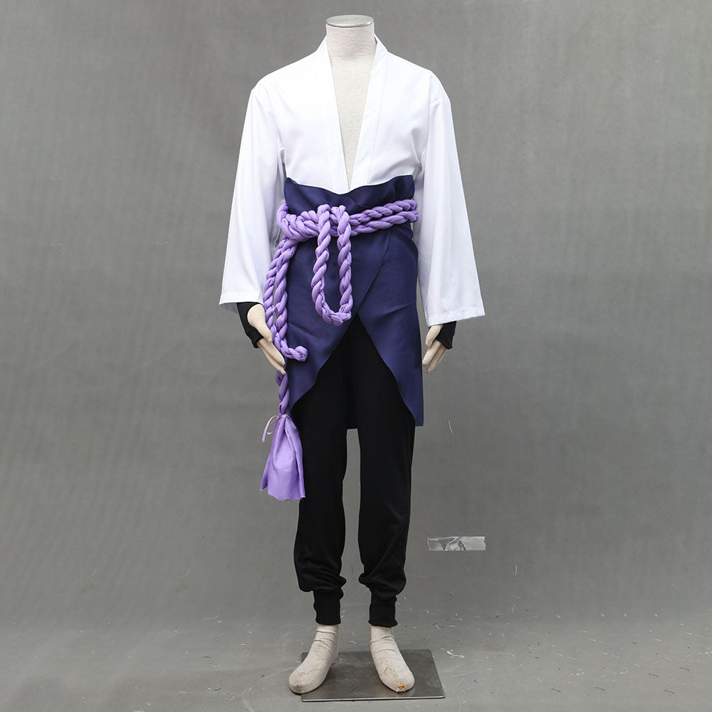 Anime Naruto Costume Sasuke Snake-Style Cosplay Costume with Purple Rope for Men Kids