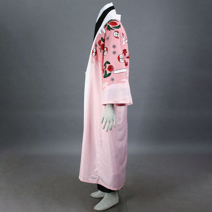 Anime 8th Division Captain Straw Hat Floral Haori Swordsman Cosplay Costume Set for Men and Kids