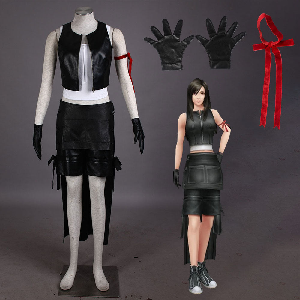 Game Final Fantasy 7 Tifa Lockhart Cosplay Costume Outfit with Accessories Women Kids Halloween