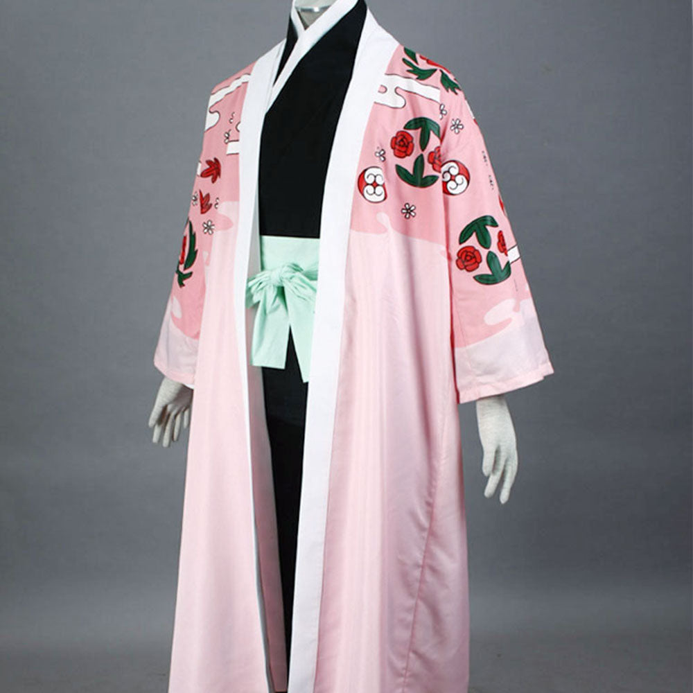 Anime 8th Division Captain Straw Hat Floral Haori Swordsman Cosplay Costume Set for Men and Kids