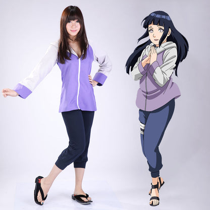 Anime Naruto Costume Hinata Cosplay Jacket Costume with Headband for Women Kids