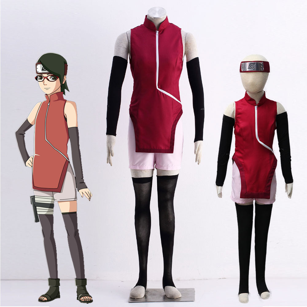 Anime Boruto Costume Sarada Uchiha Cosplay Outfit with Accessories for Women Kids