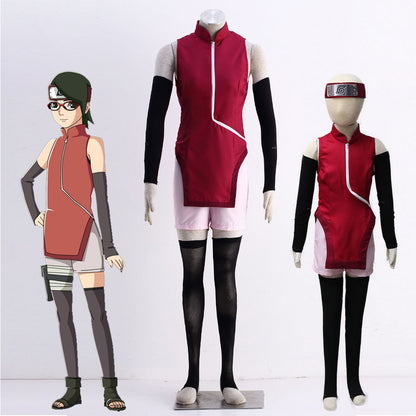 Anime Boruto Costume Sarada Uchiha Cosplay Outfit with Accessories for Women Kids