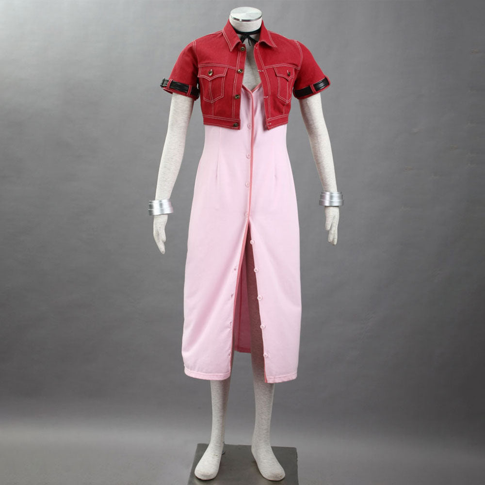 Game Final Fantasy 7 Aerith Gainsborough Cosplay Costume with Accessories Women Kids Halloween
