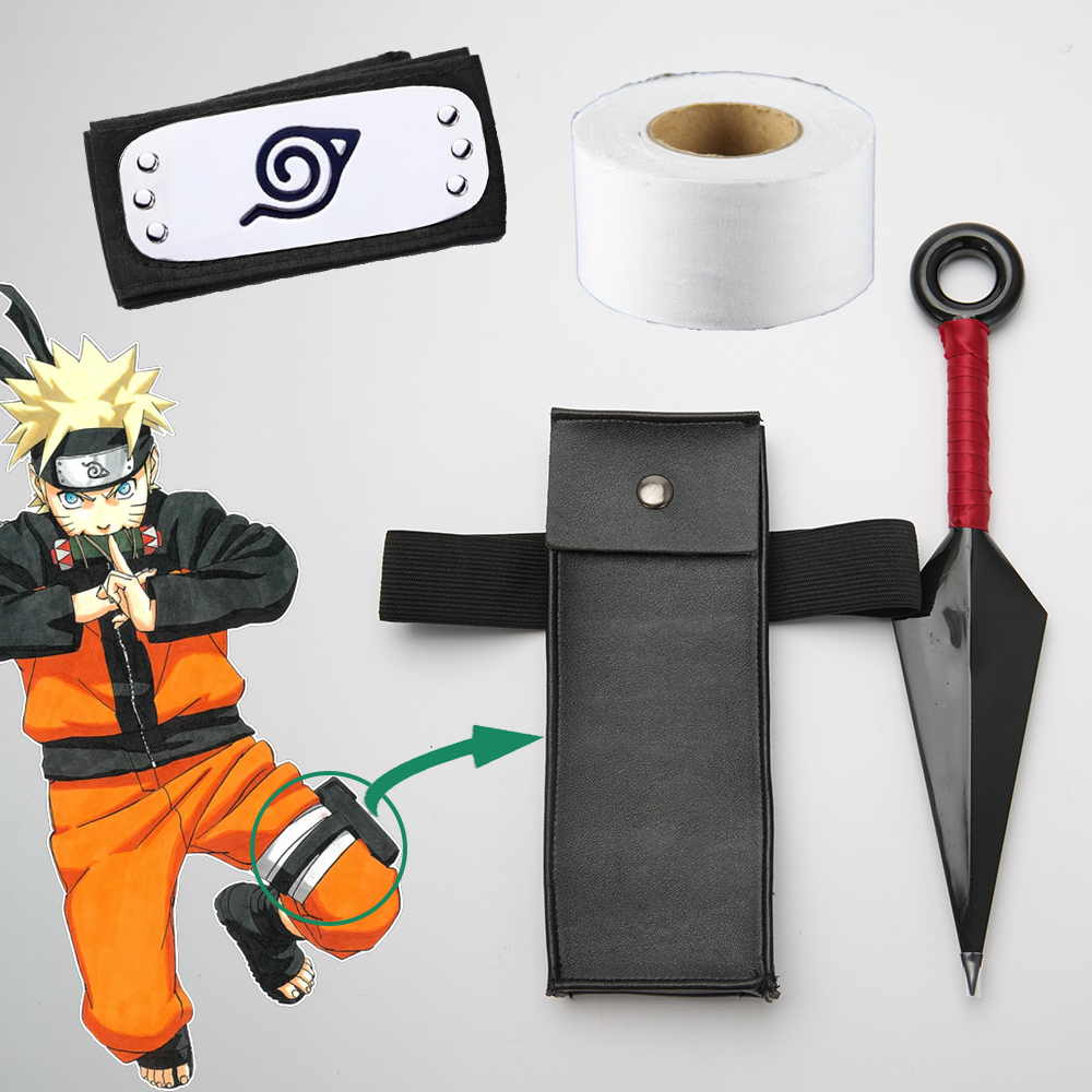Anime Naruto Costume Leaf Village Ninja Naruto Sasuke Kakashi Hinata Leg Bag Kunai Cosplay Accessories