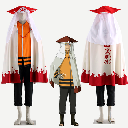 Anime Naruto Costume Naruto Seventh Hokage Cosplay full Outfit with Hokage Hat For Men Kids Halloween
