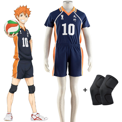 Haikyuu!! Costume Hinata Shoyo Number #10 Karasuno High School Volleyball Uniform with Knee pads