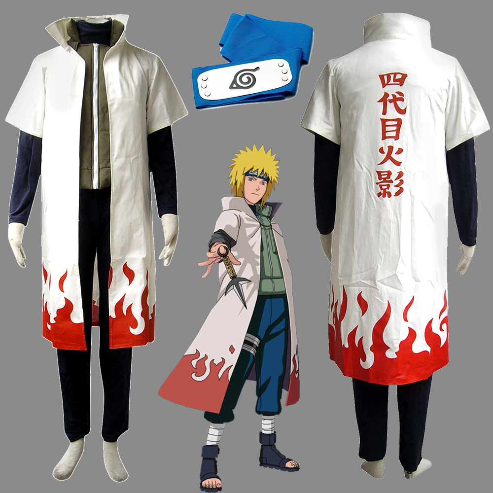 Anime Naruto Costume Minato 4th Hokage Cosplay full Outfit Costume with Headband for Men Kids Halloween