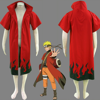 Anime Naruto Costume Naruto Sage Mode Cosplay Red Cloak for Men Kids Halloween