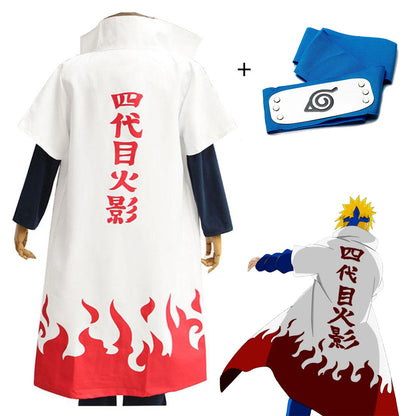 Anime Naruto Costume  Fourth Hokage Minato Cosplay Cloak With Headband for Adults Kids