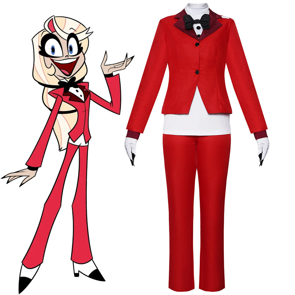 Hazbin Hotel Charlie Morningstar Cosplay Red Pants Costume full Outfit for Women