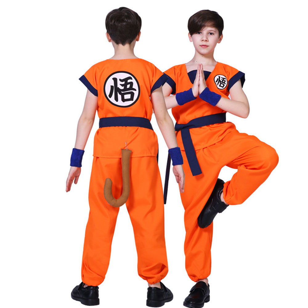 Dragon Ball Son Goku Training Costume full Outfits Chinese Character 'Goku' Men and Kids