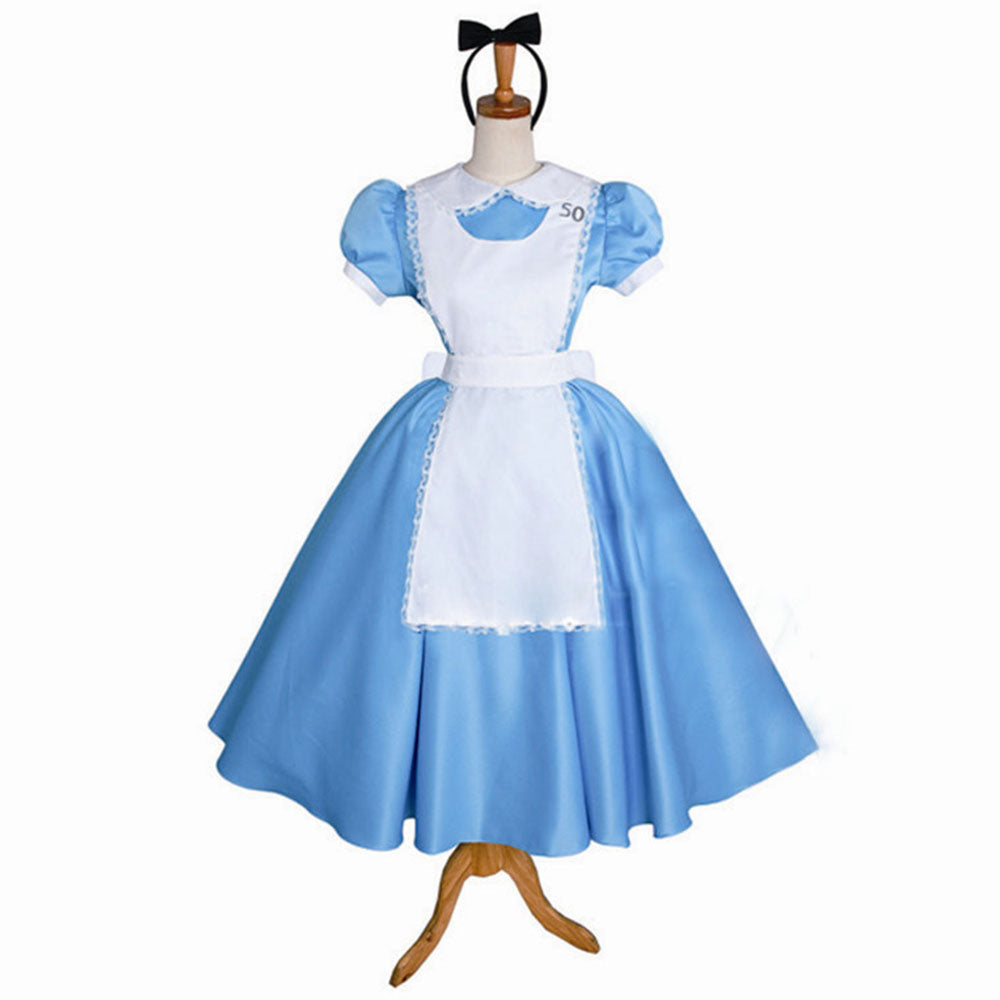 Alice's Adventures in Wonderland Costume Alice Cosplay Blue Dress for Women