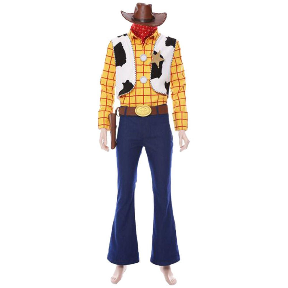 Toy Story Costume Woody Cosplay Full Outfit with Hat for Men Halloween