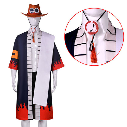 Pirate Adventure Flame Fighter Costume Full Outfit with Hat for Men Halloween