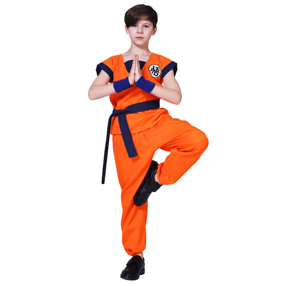 Dragon Ball Son Goku Training Costume full Outfits Chinese Character 'Goku' Men and Kids