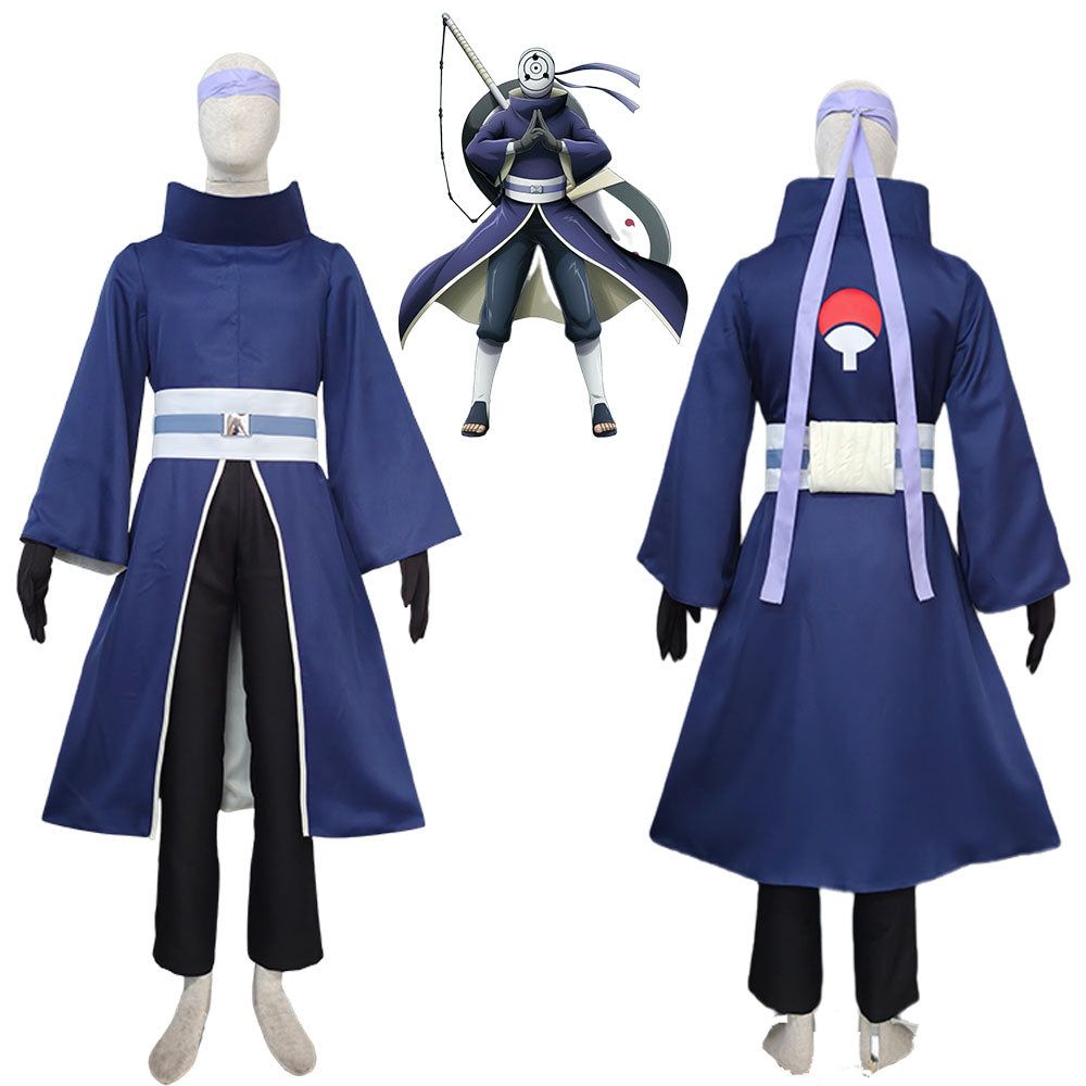 Anime Naruto Costume Akatsuki Obito Cosplay Cloak Full Outfit for Men Kids Halloween