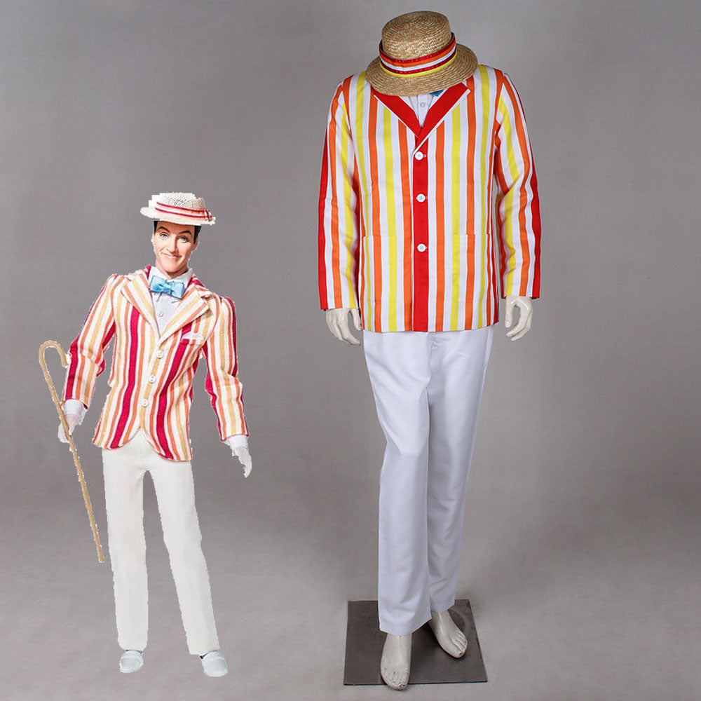 Movie Mary Poppins Costumes Bert Cosplay Full Outfits Men Halloween