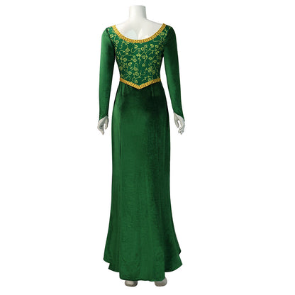 Shrek! Costume Princess Fiona Cosplay Green Dress for Women and Kids Halloween