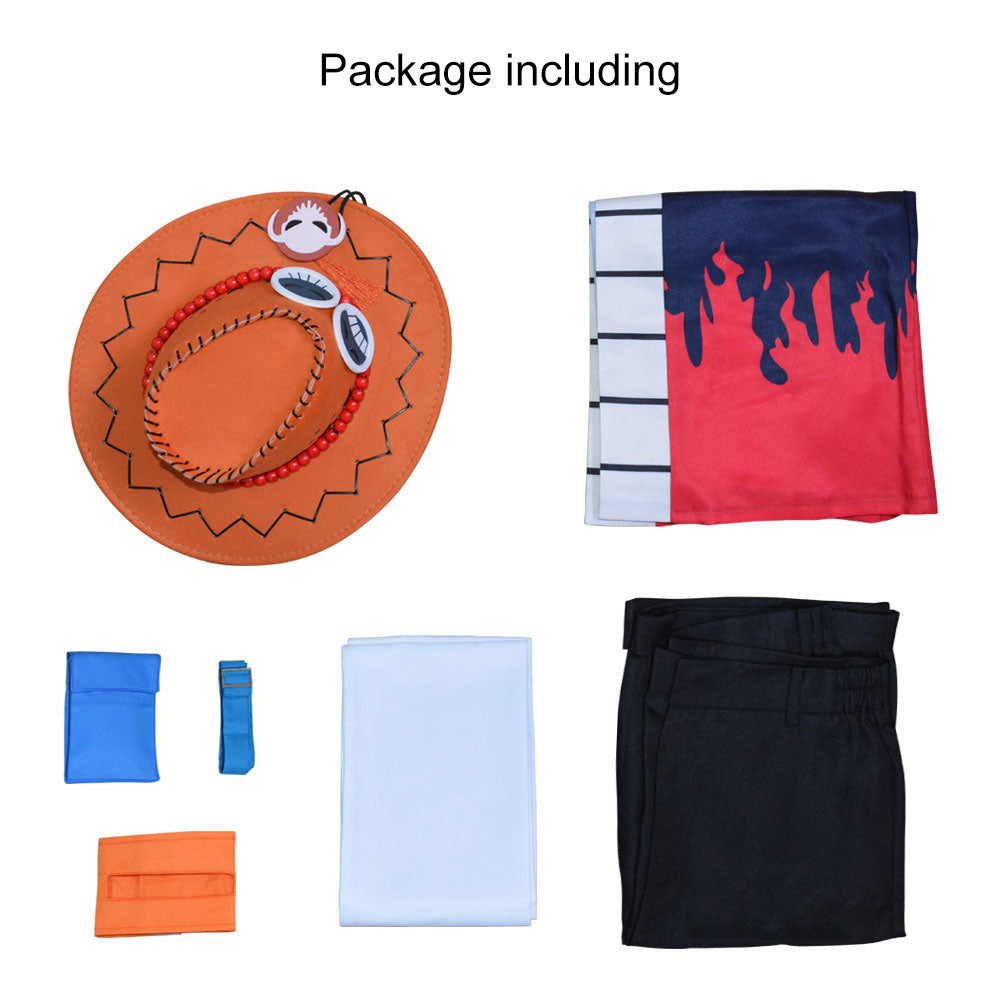 Pirate Adventure Flame Fighter Costume Full Outfit with Hat for Men Halloween
