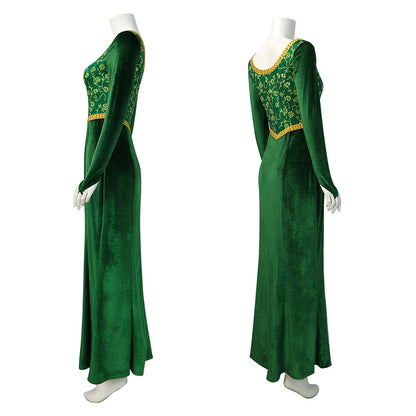 Shrek! Costume Princess Fiona Cosplay Green Dress for Women and Kids Halloween