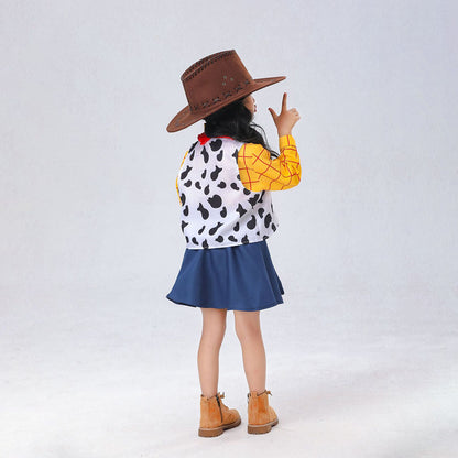 Toy Story Costume Woody Cosplay Full Outfit with Hat for Girls Halloween