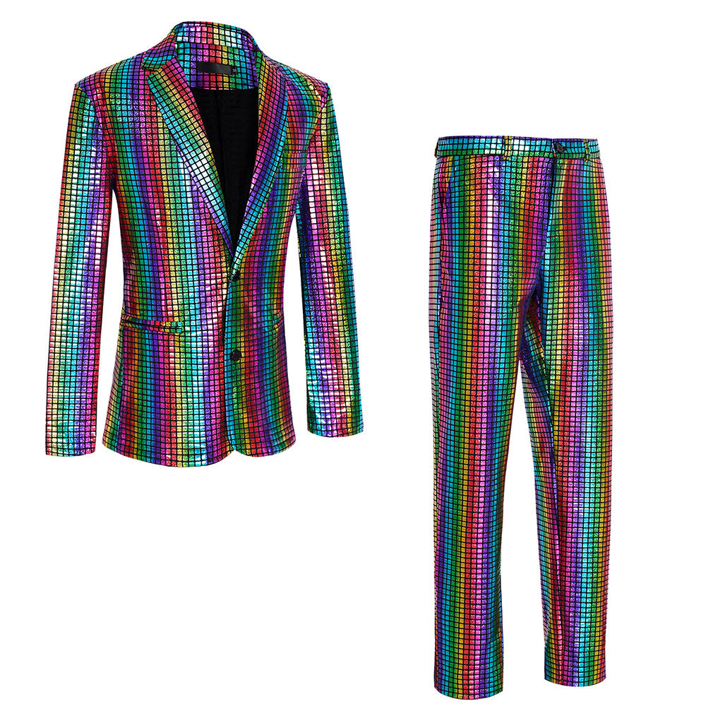 Disco Sequined Men's suits Party stage Nightclub Shiny Performance Suit Halloween