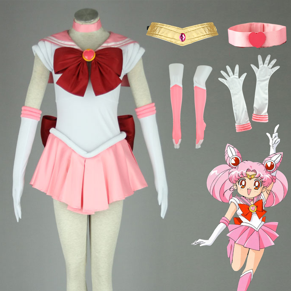 Anime Sailor Moon Costume Chibi usa Sailor chibi moon Fighting Cosplay Outfit and Accessories Women and Kids Halloween