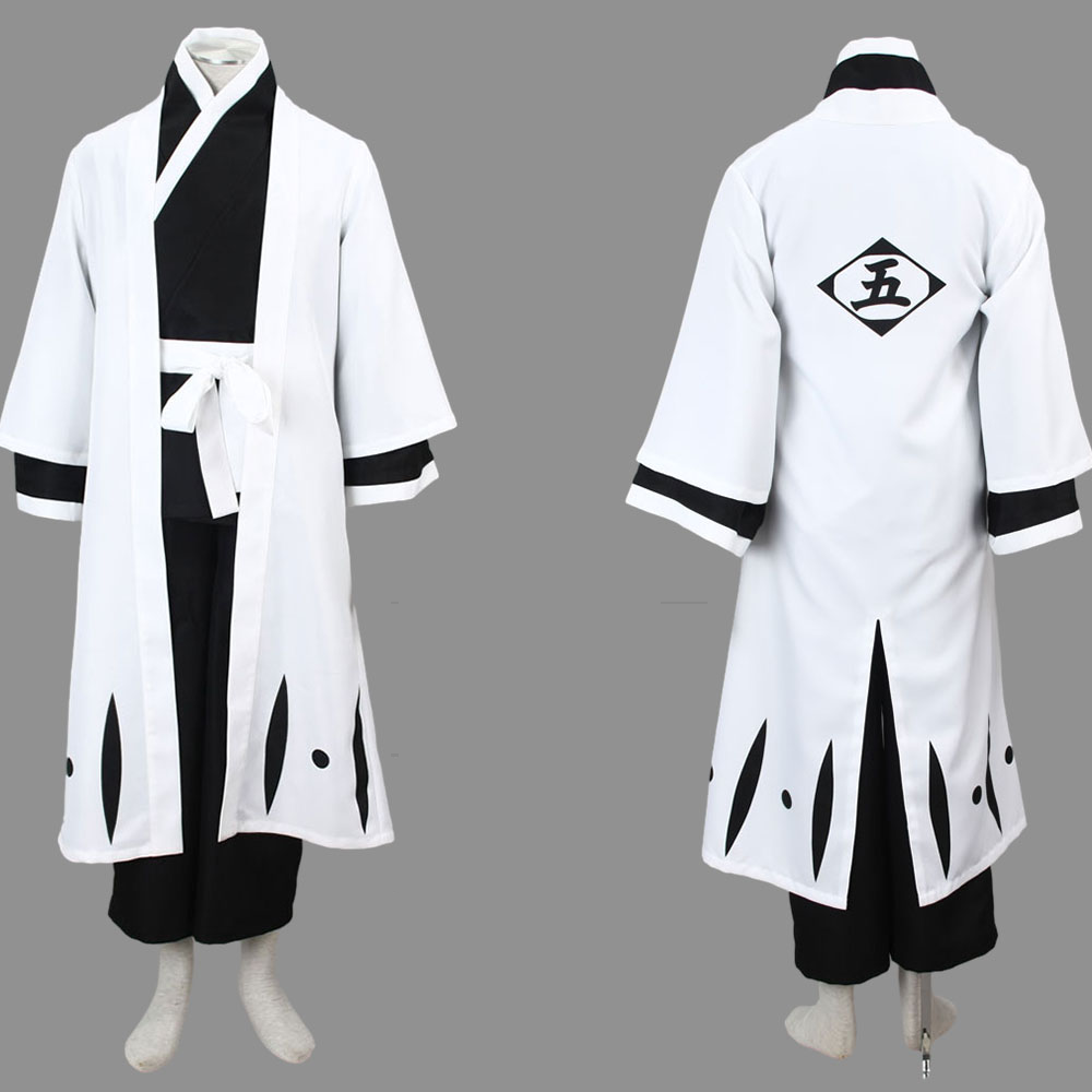 Anime 5th Division Captain White Haori Illusion Swordsman Cosplay Costume Set for Men and Kids