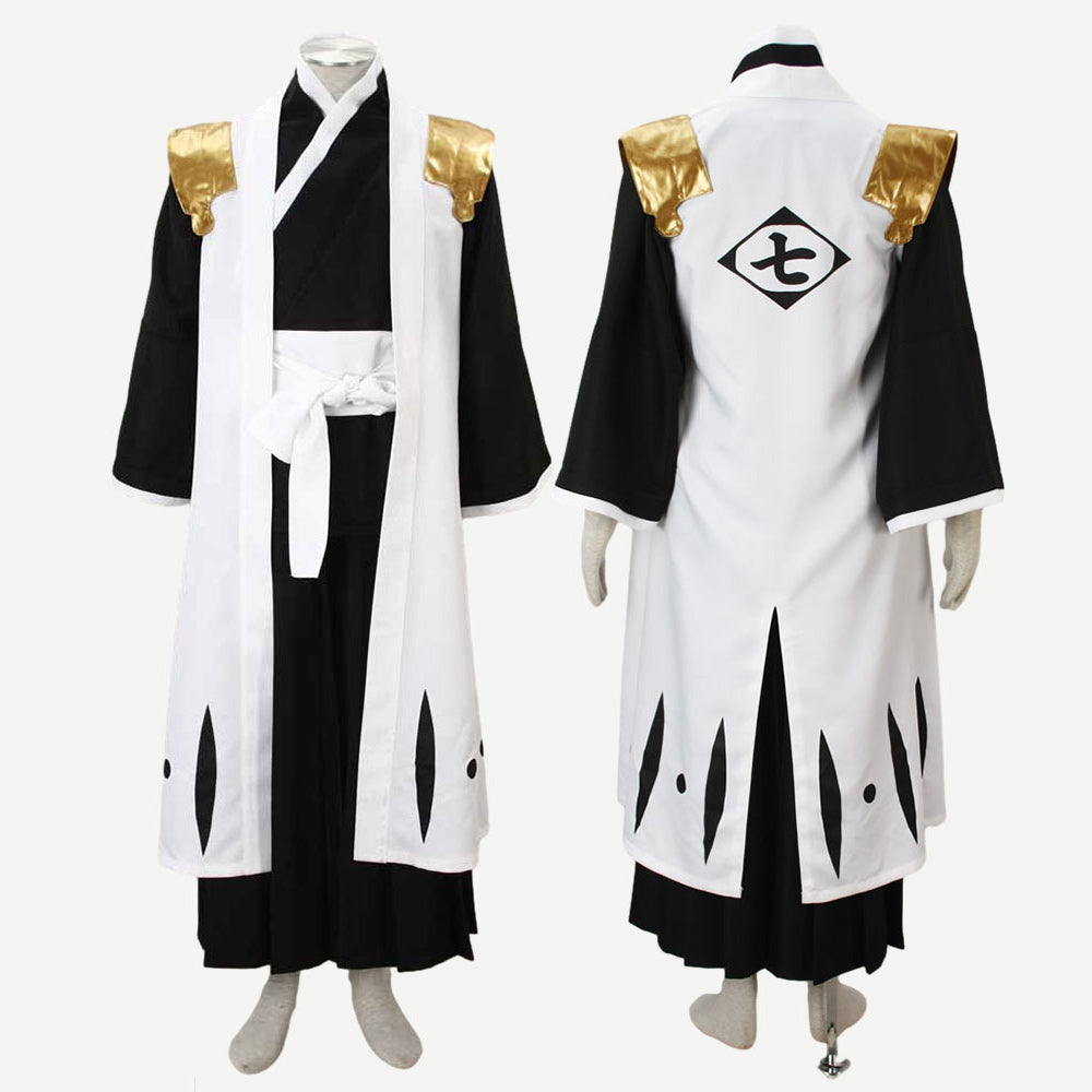 Anime 7th Division Captain Beast Swordsman Cosplay Costume Set with Golden Shoulder Armor for Men Kids
