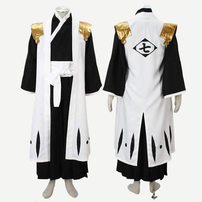 Anime 7th Division Captain Beast Swordsman Cosplay Costume Set with Golden Shoulder Armor for Men Kids