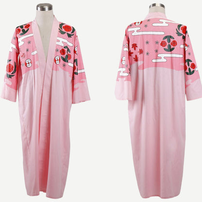 Anime 8th Division Lazy Captain Swordsman Cosplay Pink Floral Kimono Costume Men and Kids
