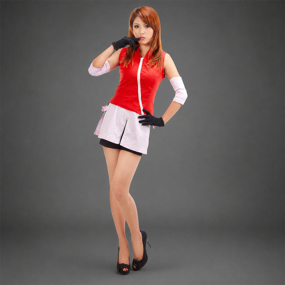 Anime Naruto Costume Sakura Cosplay Uniform with Headband for Women Kids Halloween